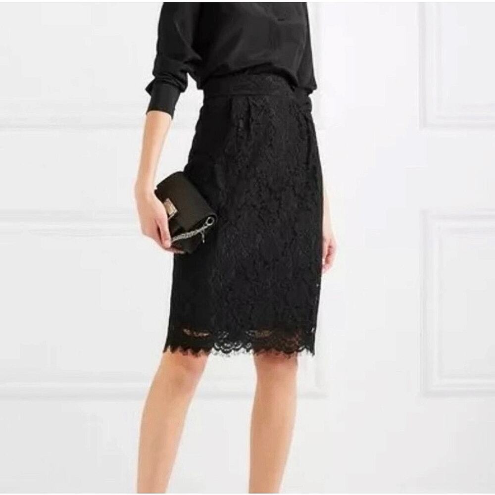NEW J. Crew Pintuck Lace Pencil Skirt in Black Size 8T